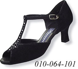 Lady Latin Dance Shoes 010-064-101 F Latino5cm BkSuedeRhineStone