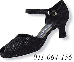 Lady Latin Dance Shoes 011-064-156 F Latino5cm BkVelvetPatentDot