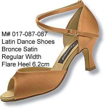 Lady Latin Dance Shoes Bronce Satin Regular Width Flare Heel 6.2