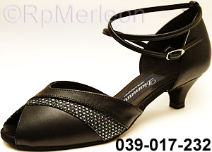 Dance Shoes Lady Latin Black Leather 