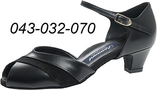 Lady Latin Dance Shoes Cuban Heel 4.5cm Black Leather Suede